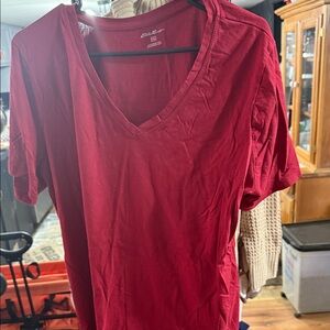 Eddie Bauer Crimson V-Neck Tee